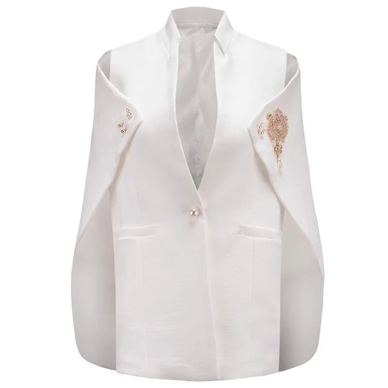 Pearls Beading Batwing Sleeve Cloak