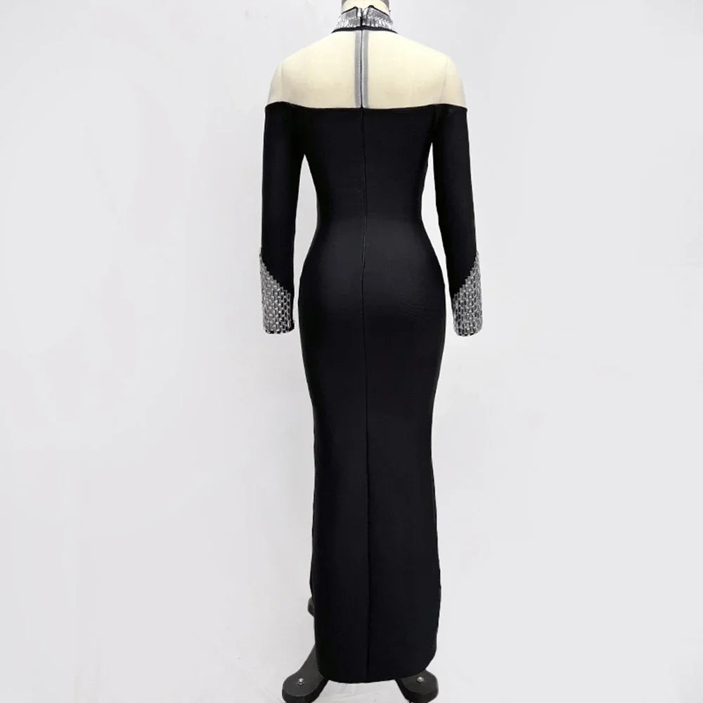 2024 Black Long Blocked Luxury Diamond