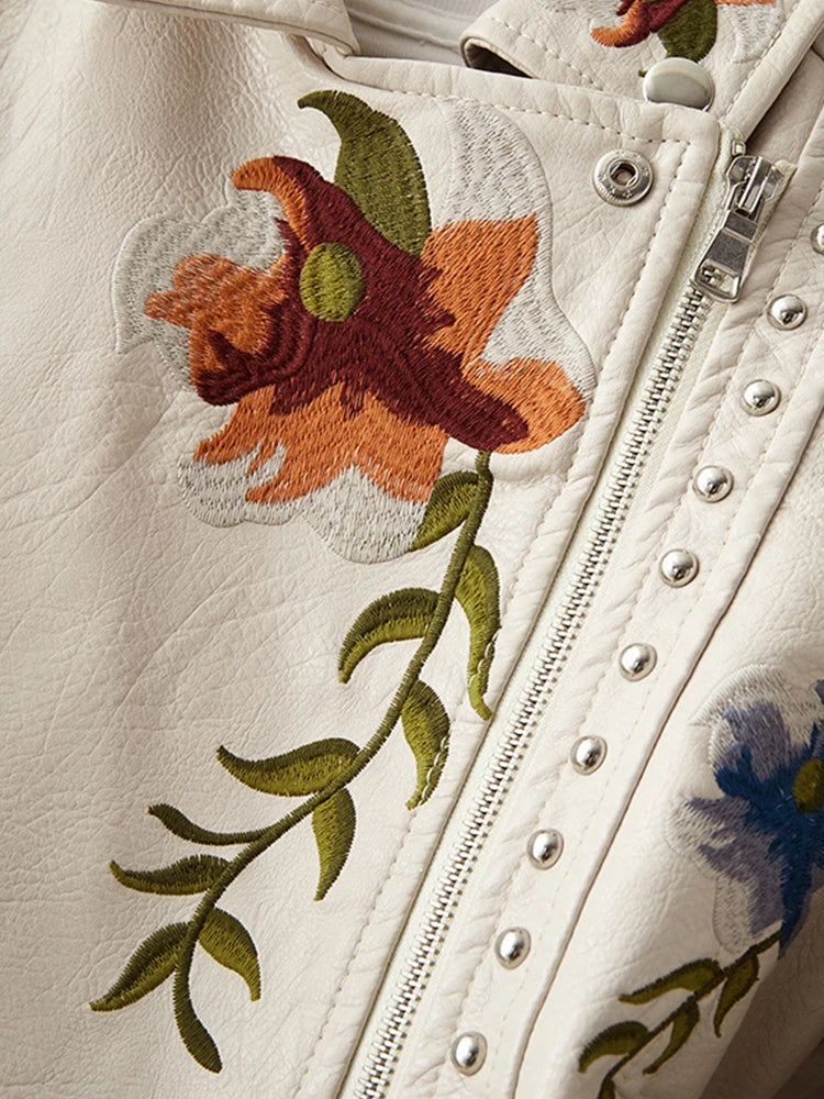 Embroidery Faux Soft Leather