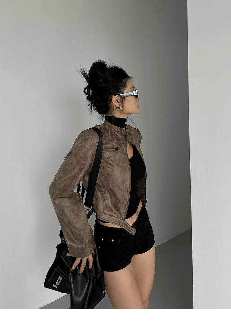 Leather Short Coat Women