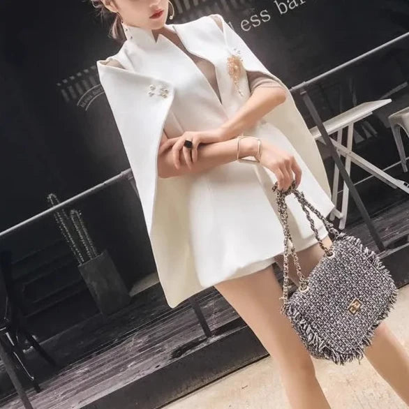 Pearls Beading Batwing Sleeve Cloak