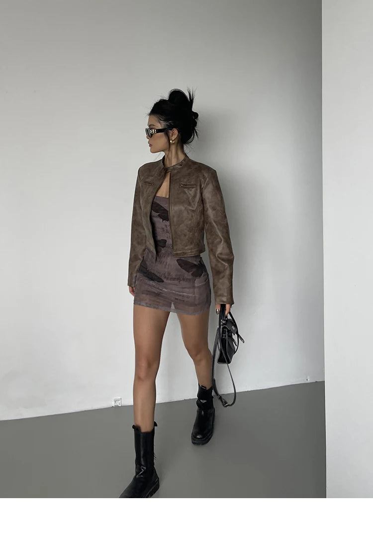 Leather Short Coat Women