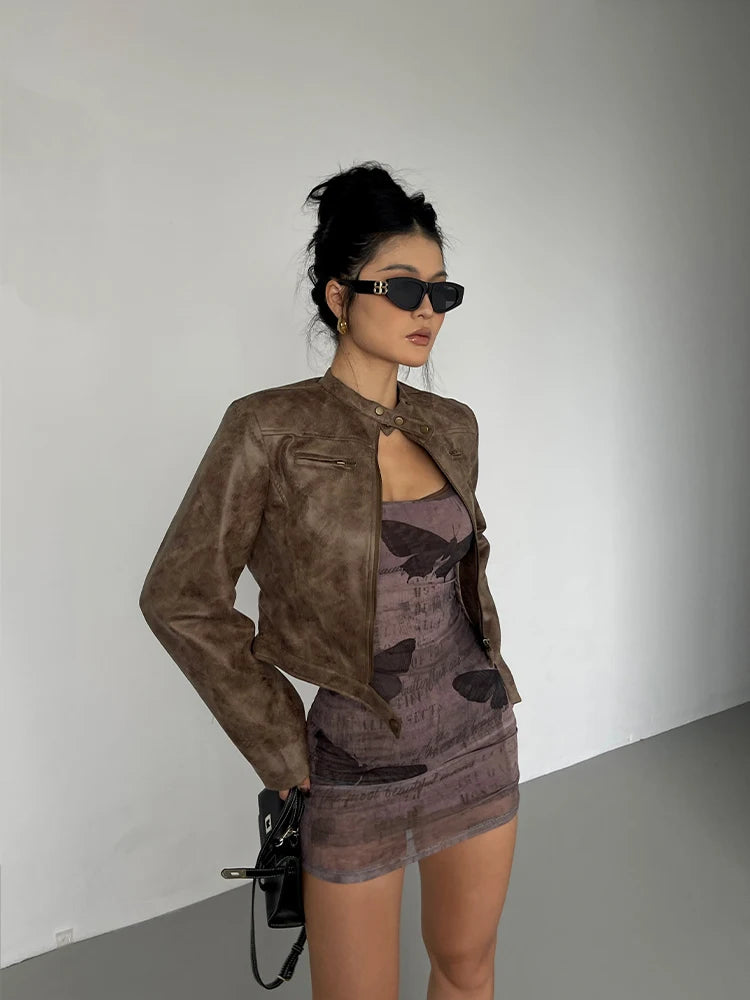 Leather Short Coat Women