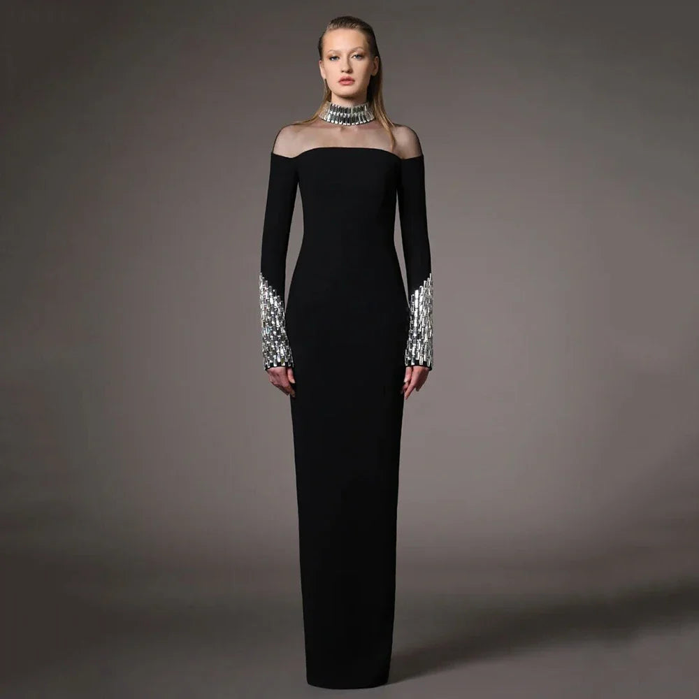 2024 Black Long Blocked Luxury Diamond