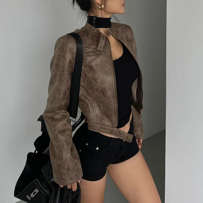 Leather Short Coat Women